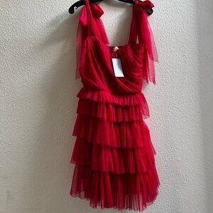 Red Tiered Tulle Dress Size 12